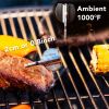 Wireless meat thermometer for grilling, measures temperature from 2cm or 0.8 inches with ambient 1000°F heat resistance.