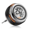 Digital chef thermometer with ambient temperature display for precise cooking monitoring.