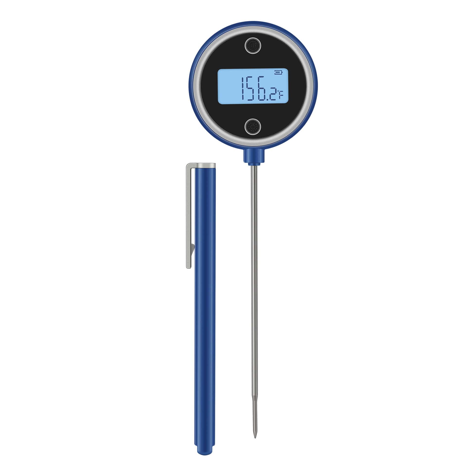 Red - Raw Meat Easytemp Pocket Stem Thermometer - store it in the pocket of your chefs whites! foldaway probe and auto on / off functions 