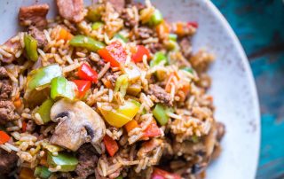 cheftemp Cajun Steak Tips with Dirty Rice