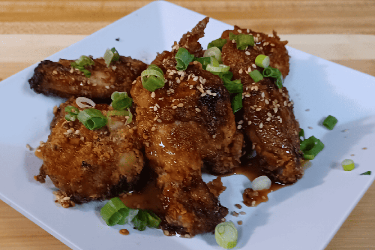 Smoked Crispy Honey Garlic Sesame Chicken