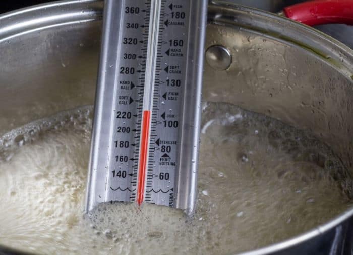A candy thermometer features a long and narrow design.