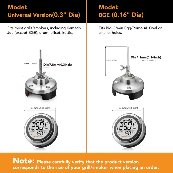 Premium stainless steel grill thermometer with digital display for precise temperature monitoring.