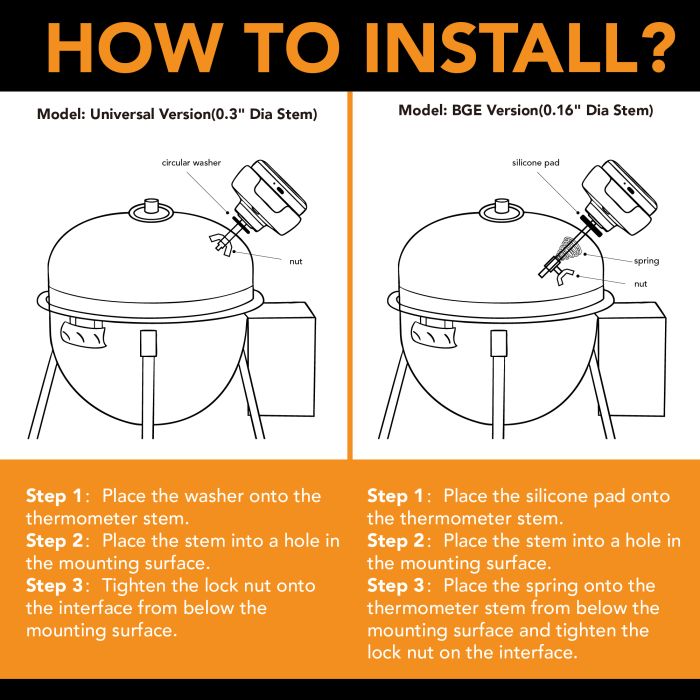 Wireless grilling thermometer with digital display for precise temperature monitoring.