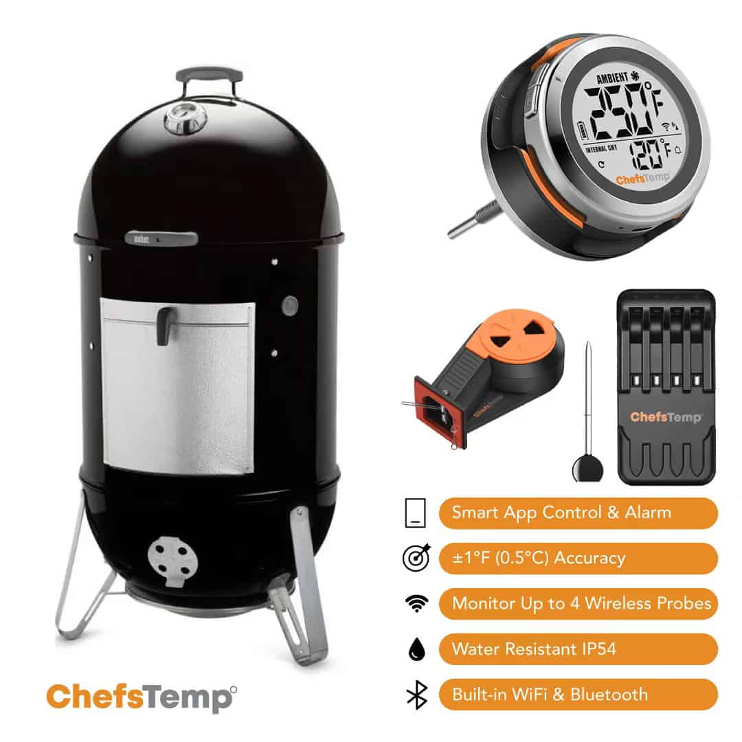 Wireless grill smoker thermometer for precise temperature control.