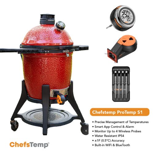 Precise wireless thermometer probes for grilling, monitor and control temperatures with ChefsTemp ProTemp S1 outdoor BBQ tech.