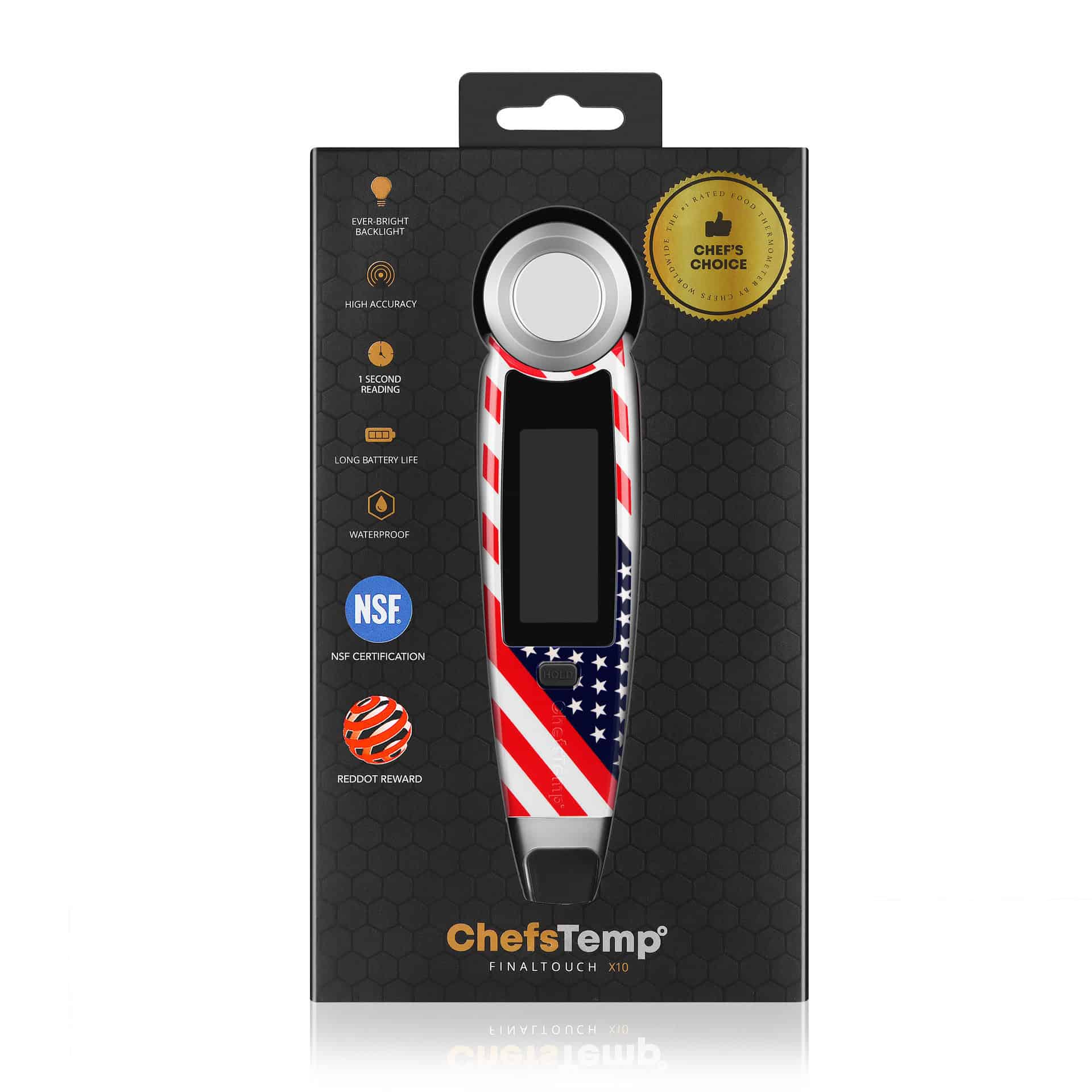 ChefsTemp Finaltouch X10 Professional Instant Read Meat Thermometer - USA Patriotic Limited Edition (Pre-order: Expected to ship around November 15) 4 ChefsTemp Finaltouch X10 Professional Instant Read Meat Thermometer - USA Patriotic Limited Edition (Pre-order: Expected to ship around November 15) - Image 3