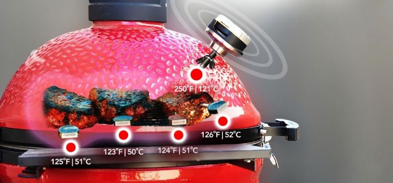 Wireless grilling thermometer with multiple temperature sensors for perfect cookouts.