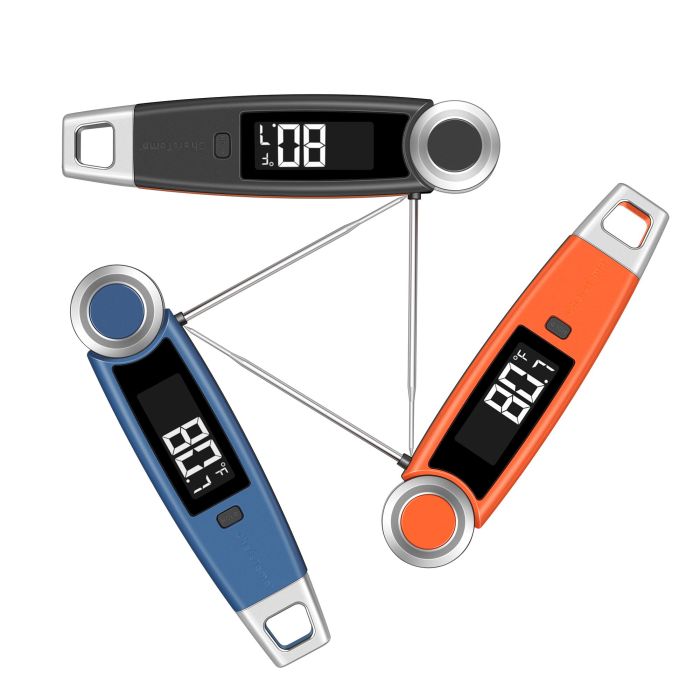 Wireless grilling thermometers connected for precise temperature monitoring during cooking.