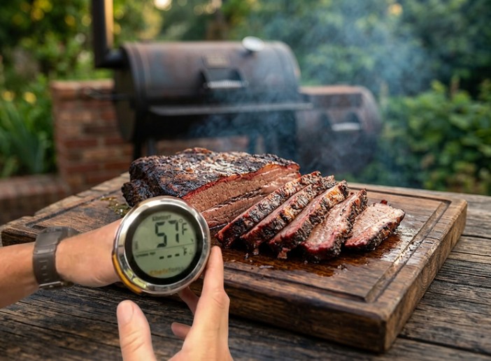 Perfectly Smoked Sliced BBQ Beef Brisket