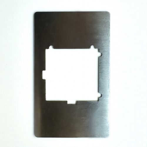 Metal mounting plate for Breezo Fan compatible with Akorn and BGE Mini grills. Durable stainless steel construction.