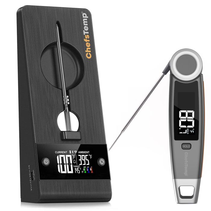 ChefsTemp wireless thermometer with probe for precise grilling temperature control. Perfect for outdoor and indoor cooking.