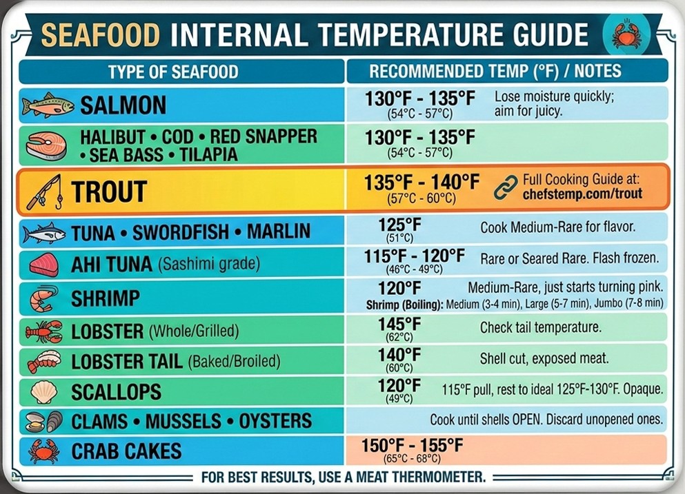 seafood internal temperature chart printable