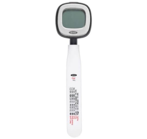 Non-contact infrared thermometer for food safety and temperature measurement.