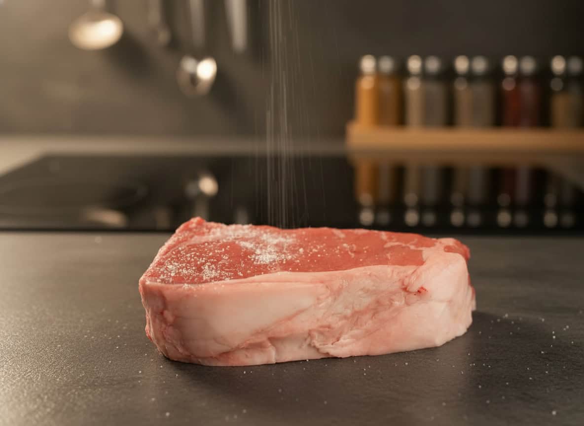 Seasoning the New York strip