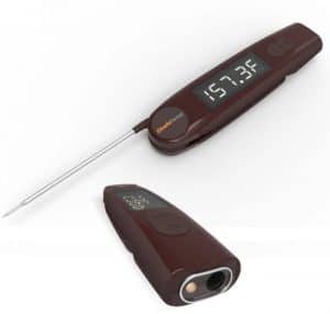 Instant-read digital meat thermometer for precise cooking temperature tracking.