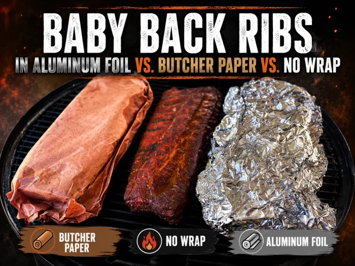 Baby Back Ribs in Aluminum Foil vs Butcher Paper vs No Wrap